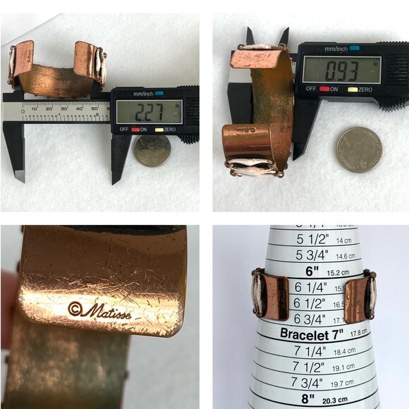 Vintage Matisse-Renoir Copper Anodized “Espana” Wide Cuff Bracelet 6.5" - Picture 10 of 16